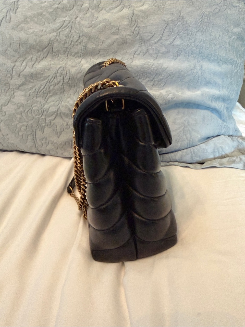Saint Laurent Black Calfskin Y Quilted Monogram Medium LouLou Chain Satchel - Picture 9 of 10